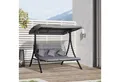 Outsunny Hollywoodschaukel Gartenschaukelmit mit Sonnendach, 3-Sitzer, Verstellbares Dach, Schaukelbank, 1 tlg., Schaukelstuhl, für Garten, Balkon, Grau