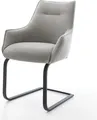 DELIFE Freischwinger Alja-Flex mit Armlehnen Strukturstoff Soft Grau Freischwinger flach Schwarz Taschenfederkern