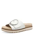 Tamaris Damen Wide Fit Pantoletten flach mit Klettverschluss und Schnalle, weiß (White Nappa), 37 EU