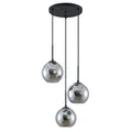 Lindby Hängelampe Jurian, 32 cm, 3-flg., schwarz/rauch, Glas