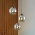 Pendelleuchte Lindby, Jurian, dimmbar, Grau, für Wohnzimmer, Glas, Modern - 17.5