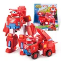 Super Wings EU720311 - Transformations-Flugzeug Jett Robo Rig, ca. 18 cm große Spiel-Figur für Kinder, verwandelbares Spielzeug, Fahrzeug und Roboterfigur, Rot