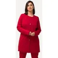Ulla Popken Jerseyblazer Longblazer Ziernähte Rundhals Jersey rot 46/48