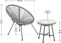 Juskys Balkonmöbel Set Ostana 3-teilig - Tisch & 2 Sessel - stilvolle Sitzgruppe für Balkon, Terrasse & Garten - Gartenmöbel Balkonset Hellgrau
