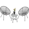 Balkonmöbel Set Ostana 3-teilig - Tisch & 2 Sessel - Stilvolle Sitzgruppe Für Balkon, Terrasse & Garten - Gartenmöbel Balkonset Hellgrau - Juskys