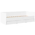 vidaXL Tagesbett, Gästebett mit 3 Schubladen mit Rollen, Schlafsofa für Schlafzimmer, Bettsofa Sofabett Daybed Bett, Weiß 100x200cm Holzwerkstoff