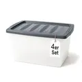 BigDean 4x 60 L Aufbewahrungsbox mit Deckel groß Budget Line Plastikbox mit Deckel - Weiß