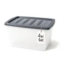 BigDean 4x 60 L Aufbewahrungsbox mit Deckel groß Budget Line Plastikbox mit Deckel