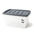 BigDean Aufbewahrungsbox 4x 60 L Plastikboxen mit Deckel groß Budget Kunststoffbox mit Deckel (Set, 4 St., Aufbewahrungsbox), Stapelbar, Nestbar, Funktional & Langlebig