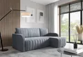 LIKMA Ecksofa Otto L-Form 224 cm Dunkelgrau Moderne Sofas & Couches - Velvet Sofa mit Schlaffunktion - Schlafsofa mit Bettkasten - Wohnlandschaft mit Bettzeugbehälter, Stoff: Jasmine 96