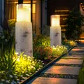 Solarlampe Außenleuchte Gartenlampe Baumstamm Holzoptik LED H 43,5 cm 2er Set