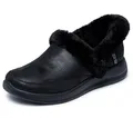 Skechers Cozy EscapeSlipper für Damen, Schwarzes Performtex-Kunstfell, 38 EU