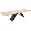 DELIFE Esstisch Edge, Keramik Laminam® Sabbia Eichefarbig 300x100 V-Gestell Flachstahl Schwa braun Gerade Kante Rechteck | 300 cm x 77 cm x 100 cm