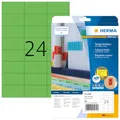 HERMA 4469 Farbige Etiketten grün ablösbar, 20 Blatt, 70 x 37 mm, 24 pro A4 Bogen, 480 Stück, selbstklebend, bedruckbar, matt, blanko Papier Farbetiketten Aufkleber