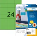 HERMA 4469 Farbige Etiketten grün ablösbar, 20 Blatt, 70 x 37 mm, 24 pro A4 Boge