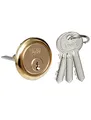 KeyMet Zylinderschloss aus Messing, Gleichschließender Rundzylinder für Tür, Außenbereich & Innenbereich Kastenschloss, Rostfrei