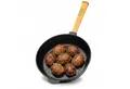 BIG-PAN Bratpfanne Ø26cm Gusseisenpfanne 65mm hoch mit Holzgriff Bratpfanne Pfanne, Gusseisen