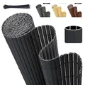 Sekey PVC Sichtschutzmatte 80x300cm Doppelte Verstärkung Innen, Balkon Sichtschutz mit Kabelbindern, Sichtschutzzaun Windschutz Wasserdicht ohne Bohren für Balkon Garten, Anthrazit