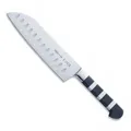 Japanisches Santoku-Messer, gezahnte Klinge, 18 cm, für Fleisch, schwarz, DICK 1