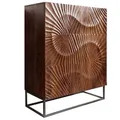 Riess Ambiente Massives Highboard Scorpion - 120cm - Dunkelbraun Akazie - mit 3D Schnitzereien schwarz Metall