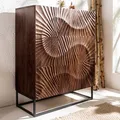 Highboard SCORPION - 120cm - dunkelbraun - Akazie - 3D-Schnitzereien - handmade