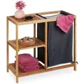 Relaxdays Wäschekorbregal Bambus Natur Grau Mit Wäschesack 65 cm x 68 cm x 33 cm 4,2 kg