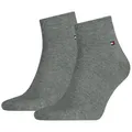Tommy Hilfiger Kurzsocken TH MEN QUARTER (2 Paar) weicher, elastischer Rippenbund, klassisches Tommy Hilfiger Logo grau 39-42