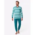 Schlafanzug, Herren, Gr. 56/58, bunt (mint, aquapetrol, bedruckt), 50% Baumwolle, 50% Polyester, Homewear-Sets