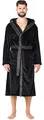 Ladeheid Herren Bademantel lang mit Gürtel LA40-221 (Schwarz/Graphit, XXL)