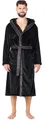 Herren Bademantel lang mit Gürtel LA40221 Schwarz/Graphit, XXL