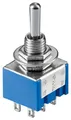 Goobay 10023 Kippschalter Miniatur, EIN – AUS – EIN, 6 Pins, blaues Gehäuse