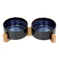 SPUNKYJUNKY Neue Hundenapf Keramik Grosse Hunde Katzennapf Futternapf Erhöht mit Bambus Ständer Fressnapf für Hunde und Katzen,Hundenapf Hoch Set 850ML