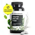 natural elements Vitamin B12 – 180 Tabletten –500µg Vit B12 & 200µg Folsäure/Tag