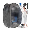 tectake Mobile Dampfsauna, 2 l Dampfgenerator mit 1000 W, faltbar, 2 Aufbewahrungsfächer, inkl. Fernbedienung, Matte, Klappstuhl und Tragetaschen