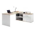 Schreibtisch Winkel Arbeitstisch Bürotisch ROMANCE Sibiu Lärche Weiß / SanRemo Eiche Nb.ca. 177 x 76 x 130 cm