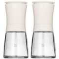WMF Trend Mühlenset 2tlg, Salz- und Pfeffermühle unbefüllt, Glasbehälter, Keramikmahlwerk, Salz Pfeffer Mühle, Gewürze, weiß