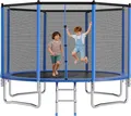 VEVOR Outdoor Trampolin Bodentrampolin 427 x 427 cm mit Sicherheitsnetz & Stahlrahmen, ASTM-, Hochleistungstrampolin, max. 204 kg Gewichtskapazität, Gartentrampolin für Kinder