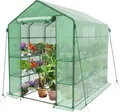 VOUNOT® Gewächshaus Foliengewächshaus mit 4 Regalebenen, Grün, 143x215x195cm
