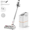 JONR VC10 Pro Akku Staubsauger, 3-in-1 Auto-Staubkollektionsstation, 27kPa Handstaubsauger, 5-stufigem HEPA-Filter, bis zu 60 Min für alle Oberfl... - Weiß