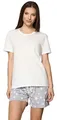 Merry Style Damen Schlafanzug Zweiteiler Pyjama Kurz aus Baumwolle Pyjama Set MS10-177 (Melange Sterne/Cream, S)