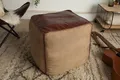 riess-ambiente Sitzhocker MUSTANG 45cm dunkelbraun / beige, mit Echtleder-Bezug