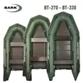 BARK Boote Schlauchboot für Motor BARK BT (2.7m - 3.3m) für 2-4 Personen, (mit 2 Paddeln und Zubehör), Komplettset mit Tragetasche, Fußpumpe und Reparaturkit grün 310 cm
