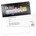 younikat 15 Einladungskarten Silber Glanz mit Umschlägen zum Ausfüllen I Geburtstag Kindergeburtstag Mädchen Jungs Jugendweihe I bunt edel chic I dv1360