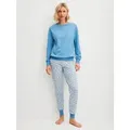 CALIDA Schlafanzug Cotton Stripes (2 tlg) Langarm, Rundhals-Ausschnitt, lockere Passform, Baumwolle blau S (40/42)