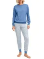 CALIDA Cotton Stripes Bündchen-Pyjama Damen, aus 100% Baumwolle, atmungsaktiv und klimaregulierend Riviera Blue 40-42