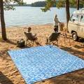 Teppich Outdoor Zweiseitig Wasserdicht Resistent Weiß Blau Picknick Strand Garten 180 x 270 cm