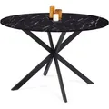 Idmarket - Table À Manger Ronde Alix 4-6 Personnes Pied Araignée Métal Noir Et Plateau Effet Marbre Noir Alaska 110 Cm