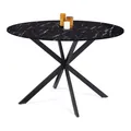 IDMarket - Table à Manger Ronde ALIX 4-6 personnes pied araignée métal Noir et Plateau Effet marbre Noir Alaska 110 cm