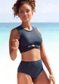 Crop-Bikini-Top "Planet", mit Zierknoten, Gr. 36 - Cup C/D, marine Cup C/D