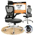 CLOUVOU SmartSeat Bürostuhl Ergonomisch Schreibtischstuhl Höhenverstellbar, 3D Flip-Up Armlehne, 3D Kopfstütze, bis 150kg Belastung [Nr.1 unter ... - Schwarz